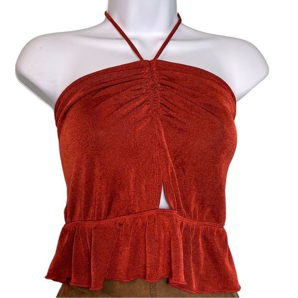 Evolutionary Rust Colored Ruffled Top - Picture 1 of 4